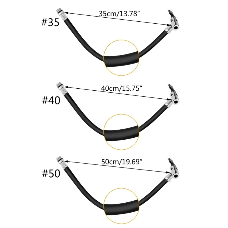 35cm/40cm/50cm Compressor Hose Tire Inflation Hose Air Inflator Connector Motorcycle Inflator Hose Extension Tube