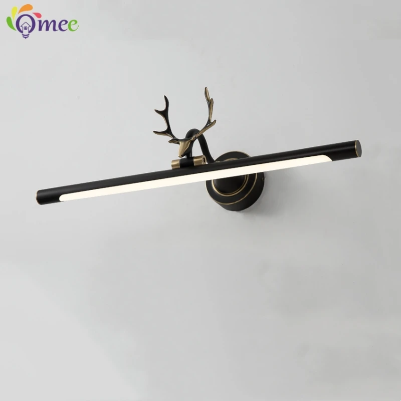 

Wall Lamp Black Modern LED Bathroom Cabinet Mirror Light Gold Lay Vanity Lights Blaker Wall Lamp 43CM Bathroom Lamps Antlers