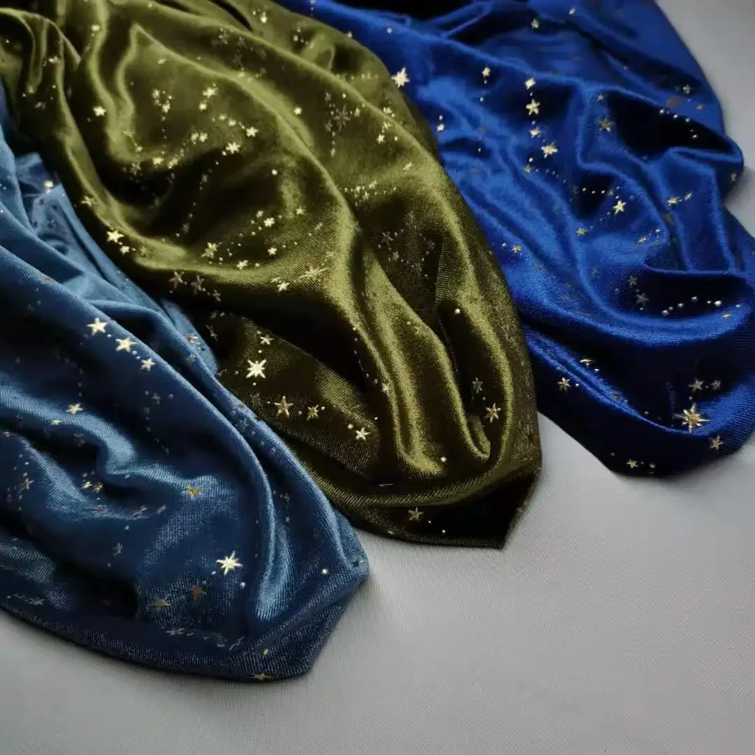 Velvet Fabric Silky With Golden Star for Dress Trousers Luxury Soft Stretchy Home Textile