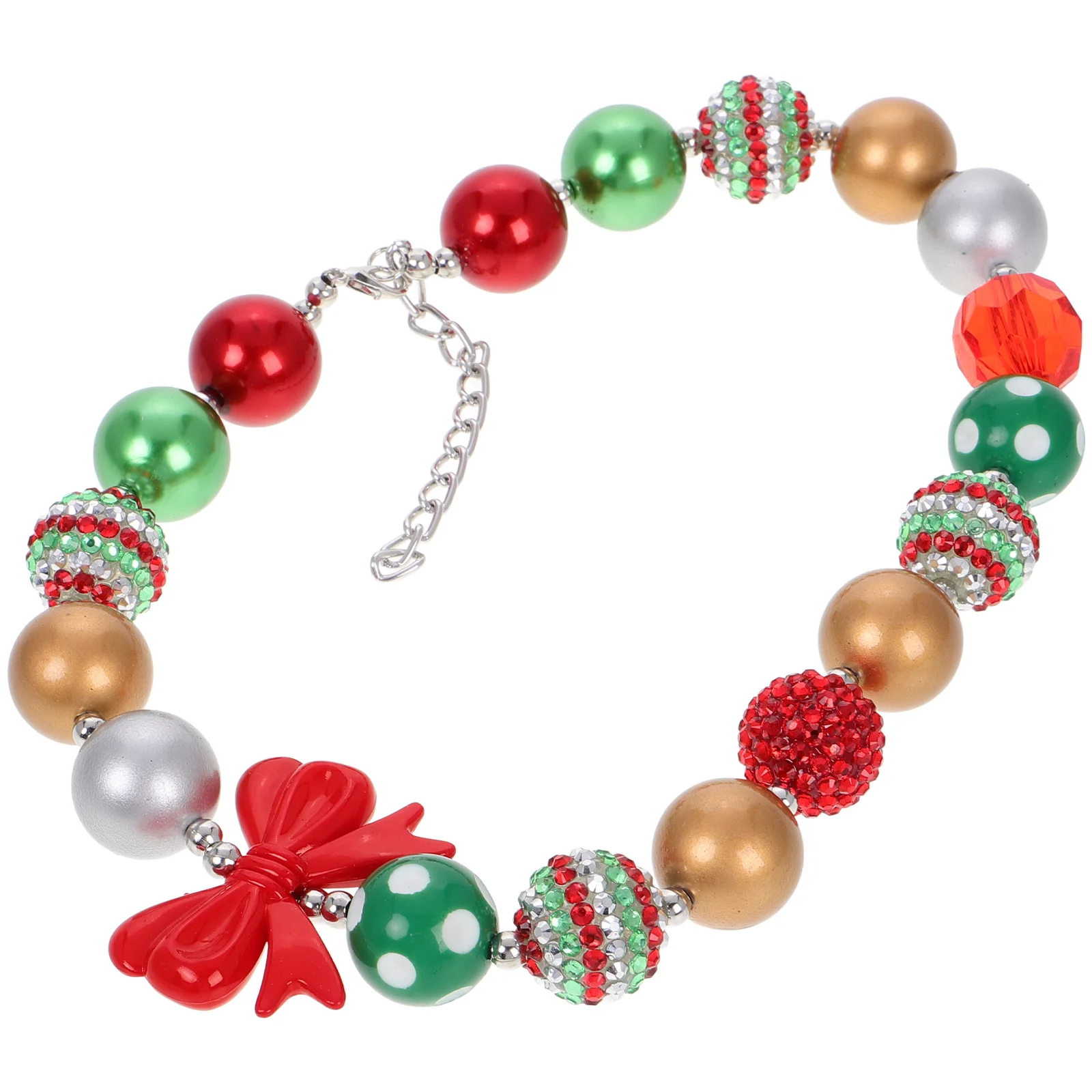 

Christmas Resin Beaded Necklace Colorful Kids Necklace Girl Portable Teen Girls Decorative Choker Christmas Themed Choker