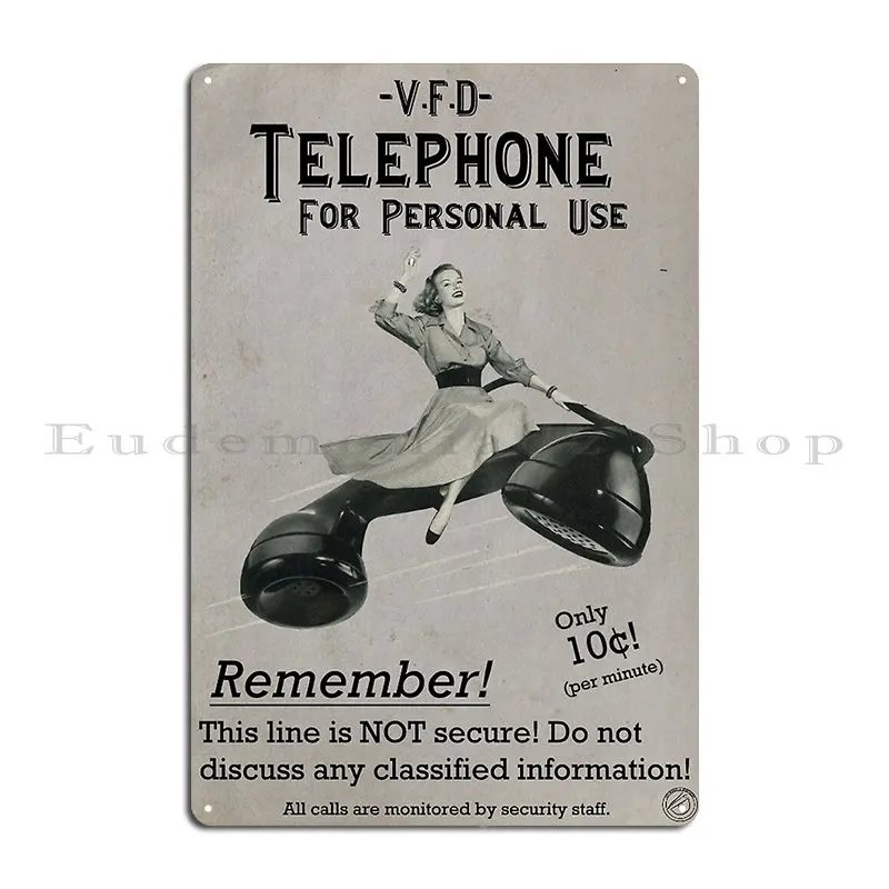 V F D Propaganda Telephone For Personal Use Metal Sign Plates Cinema Custom Custom Wall Decor Tin Sign Poster