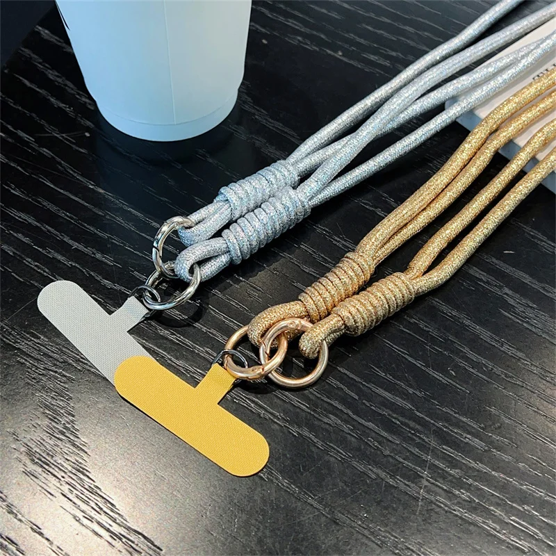 Luxury Gold Silver Phone Lanyard Diameter Outdoor Universal Case Crossbody Shoulder Card Neck Cord Clip Hang Anti-lost Lanyard