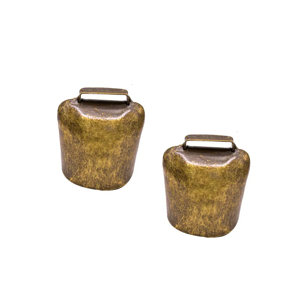 

2 pcs Cattle Sheep Bells Cow Goat Animal Bulk Coffee Pet Collar Iron Material Smooth Surface Vintage Color Durable Portable