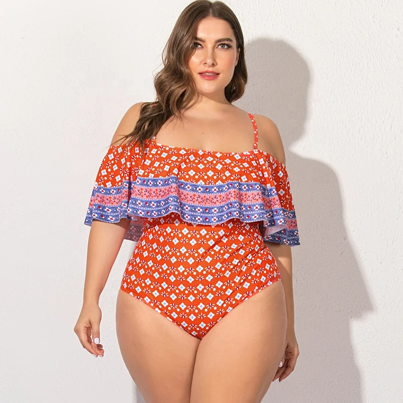 Hot Sale 5XL Plus Size Off Shoulder One Piece Swimsuit Beachwear Bikini For Women Wholesale China