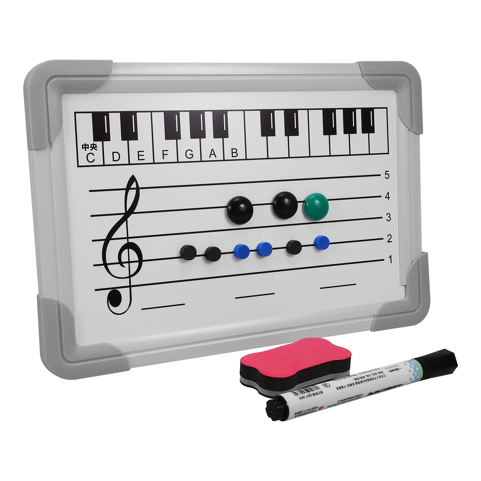 音楽スタッフホワイトボード 20 × 30 センチメートル両面ドライイレースボード高低音教育ツール磁気フレームホームスクールホワイトボード