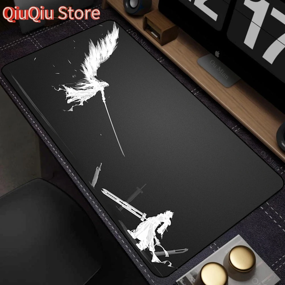 Black Anime Desktop Mat Office PC Gaming Accessories Keyboard Mouse Pad Laptop Final Fantasy Mousepad Gamer Non-slip Carpet Xxl