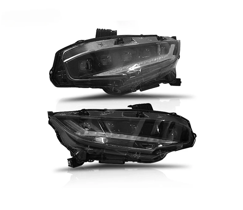 Car Headlight Assembly Modified LED Angel Devil Eye Lens Headlamp For Honda 10th Civic  2016 2017 2018 2019custom