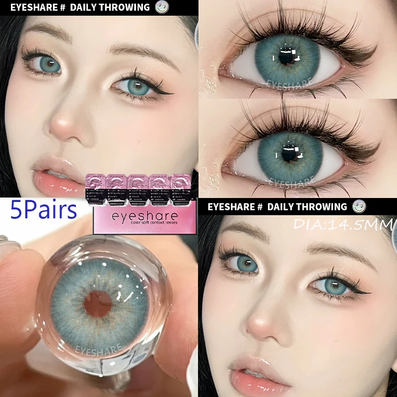 EYESHARE 5Pair Color Contact Lenses for 1 Day Daily Lens Blue Contacts Daily Disposable High Wearing Comfort Brown Lenses 10Pcs