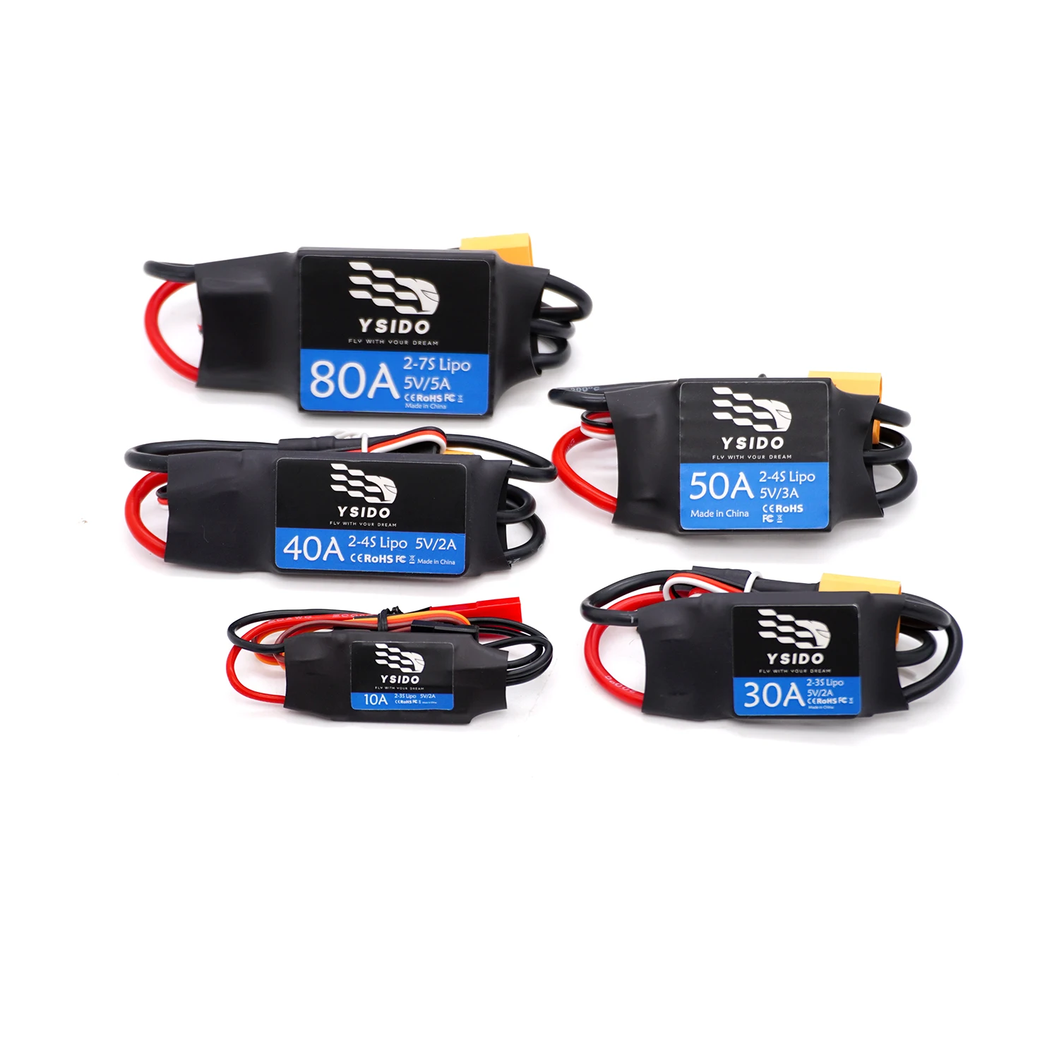 10A 30A 40A 50A 60A 80A ブラシレスESCスピードコントローラー BEC 2-7S搭載 RC飛行機 ヘリコプター FPVクアッドコプター アクセサリー