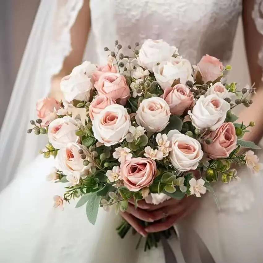 الخريف الزفاف الديكور الزهور الاصطناعية الحرير الورد وهمية العروس باقة المنزل حديقة غرفة الجدول داخلي في الهواء الطلق زينة عيد الميلاد #4