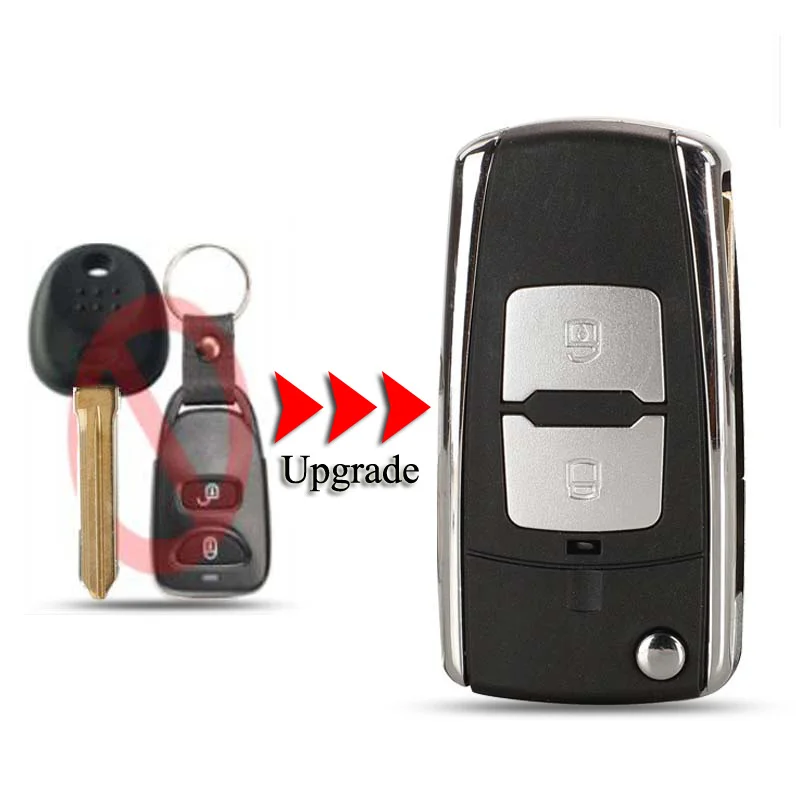 

jingyuqin Upgrade Folding Remote Car Key Shell For Kia Sedona For Hyundai Elantra Santa fe Tucson Key Case Fob Cover