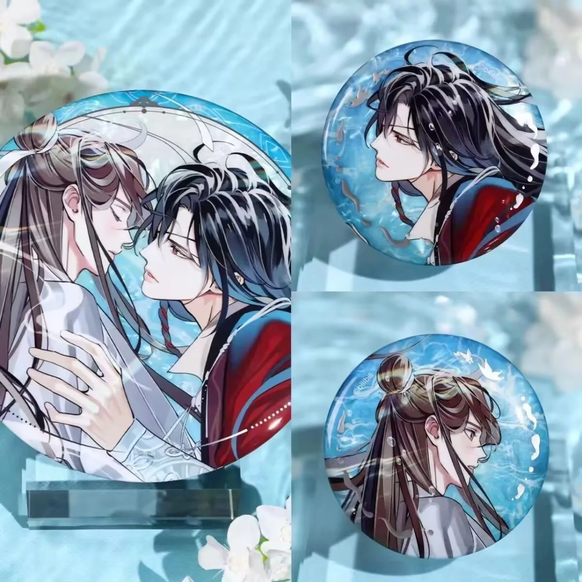 天官賜福 貴子八吉芳心シリーズ 花城謝憲 58mmバッジブローチポーチ