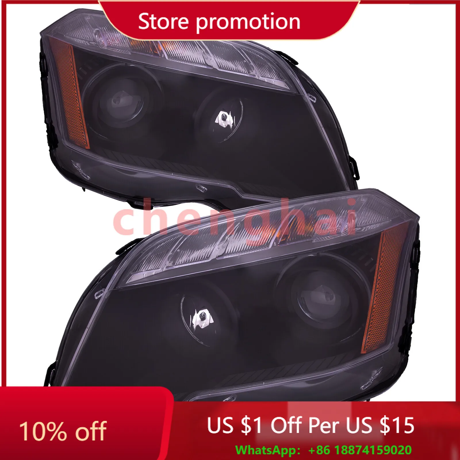 

Комплект фар с черным корпусом и прозрачными линзами для Mercedes Benz GLK 2010-2012 гг.