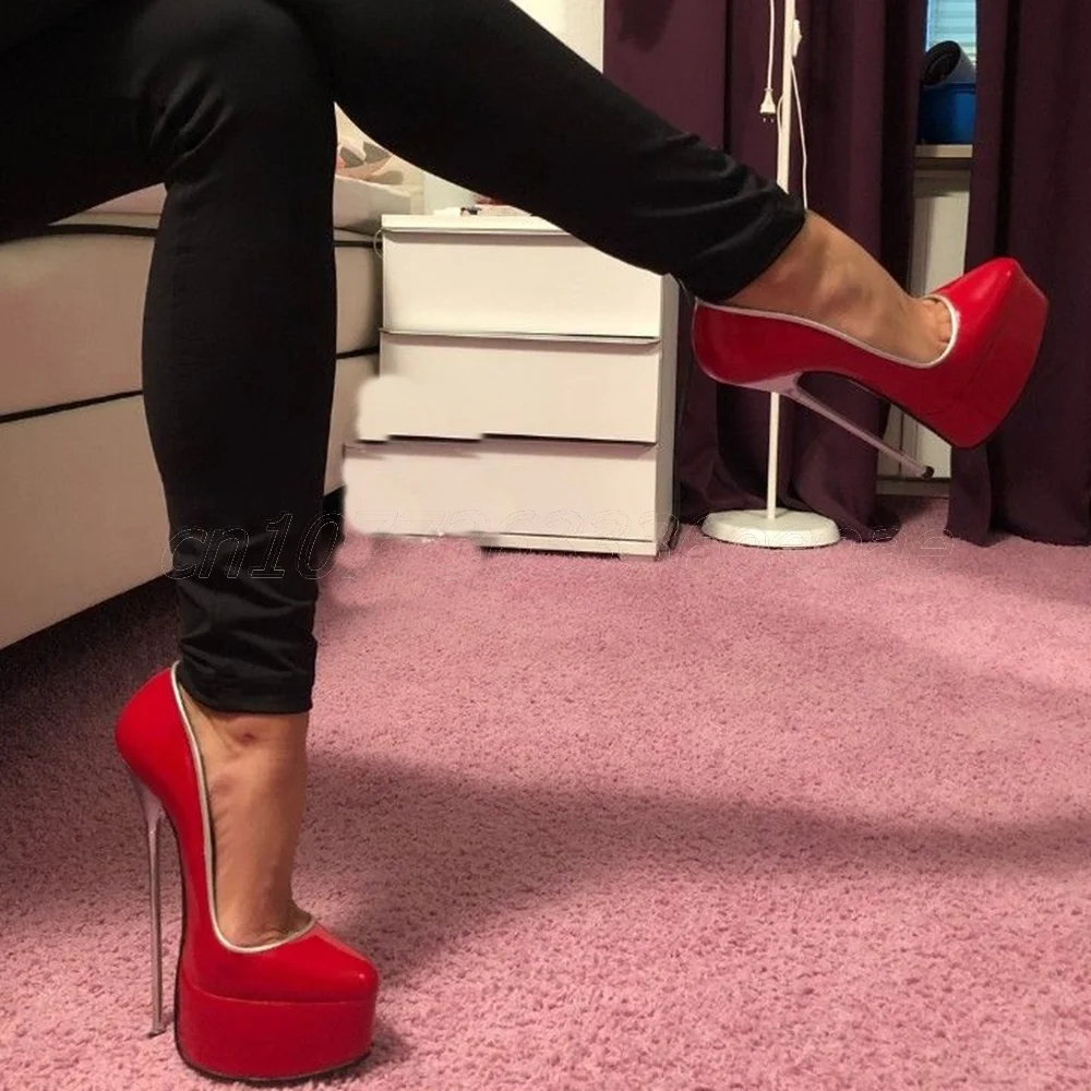 

Red Suede Metal High Heels Pumps Shallow Platform Shoes for Women Party Patent Leather Fashion Shoes 2025 Zapatos Para Mujere