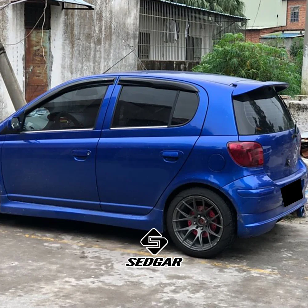For 2002--2013 Toyota Vitz Echo Yaris with LED Lights High Quality ABS Plastic Unpainted Roof Spoiler Trunk Boot Wing Spoiler