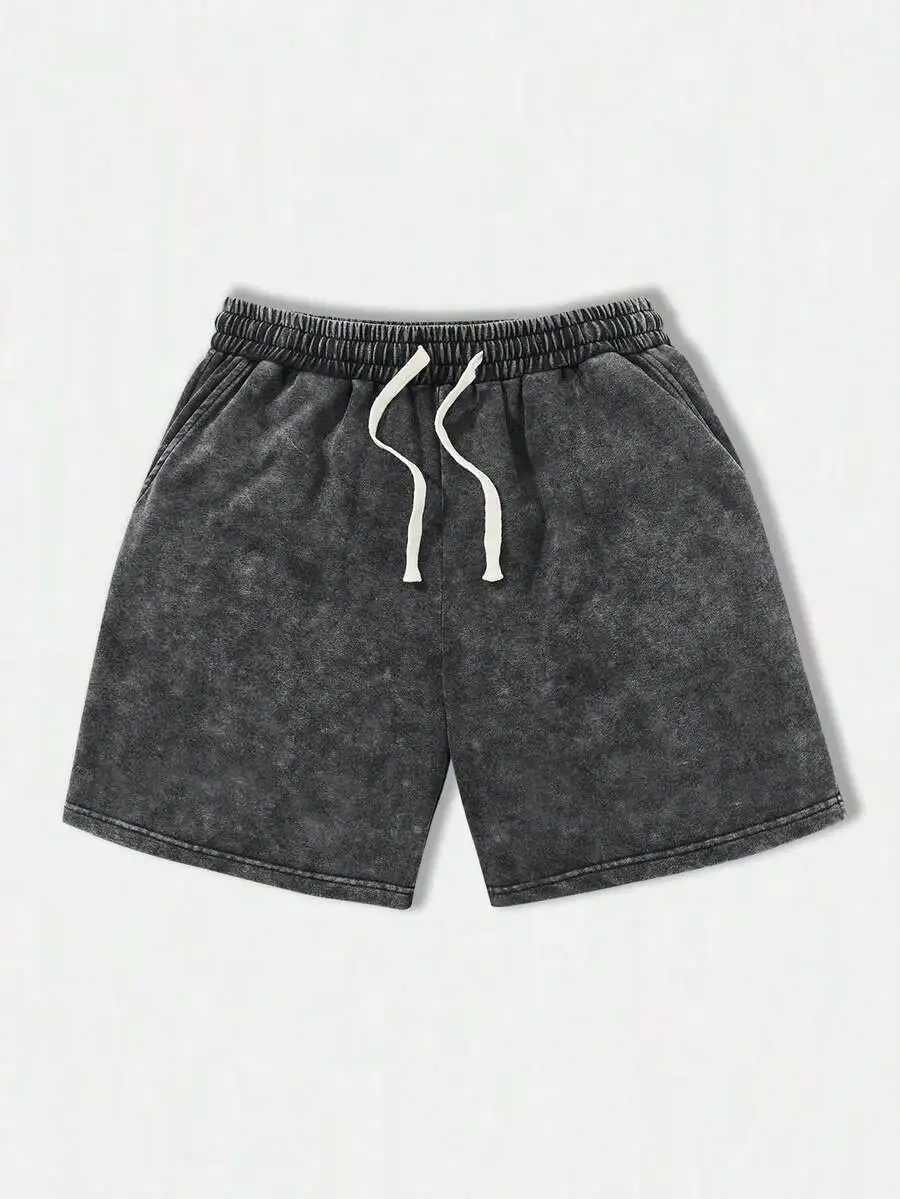 

Mens Summer Lightweight Solid Washed Casual Loose Drawstring Waist Beach Shorts With Pockets