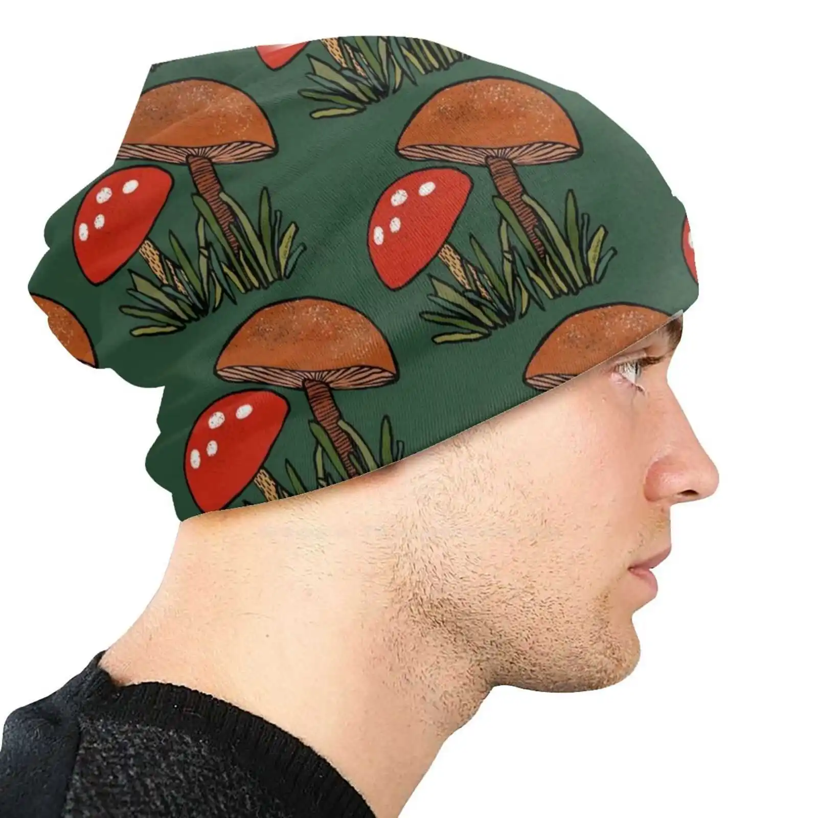 Red Mushroom Brown Mushroom Foldable Panama Bucket Hat Cap Red Mushroom Polka Dot Mushroom Mushroom Friends Grass image 4