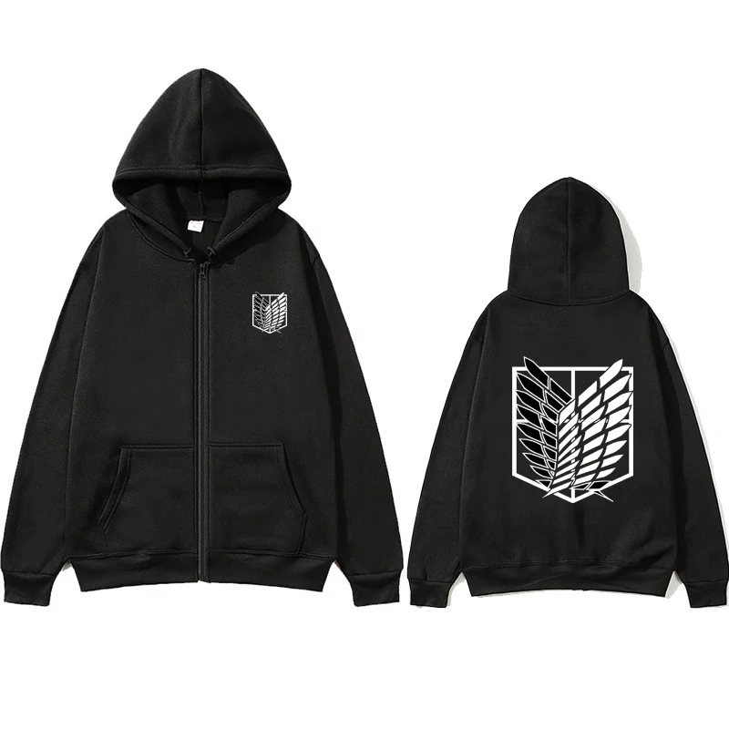 Sudadera con capucha de manga larga para mujer, suéter con cremallera, Sudadera con capucha de Anime japonés Attack on Titan, moda de otoño