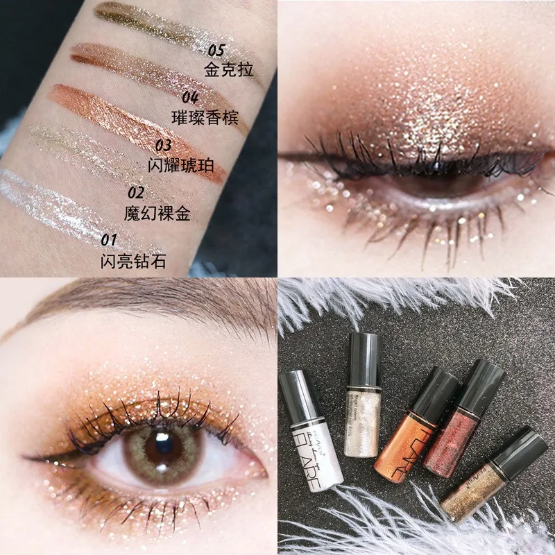 

10PCS New Professional Shiny Eye Liners Cosmetics for Women Pigment Silver Rose Gold Color Liquid Glitter Eyeliner Cheap Makeups