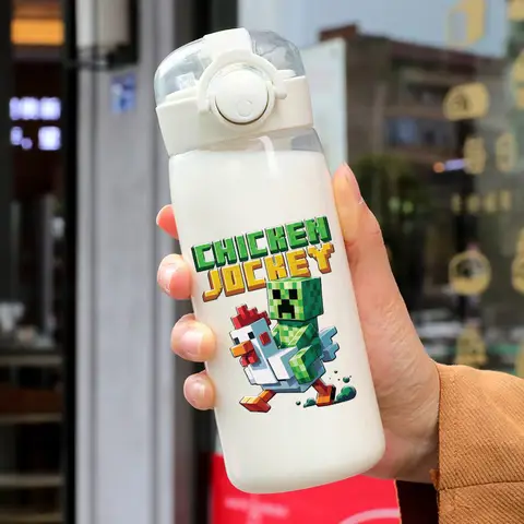 480ml Minecrafted Game Theme Water Bottle Boy Portable Straw Travel Cups Gym Sports Fitness Cup Kid Water Juice Drinking Bottles