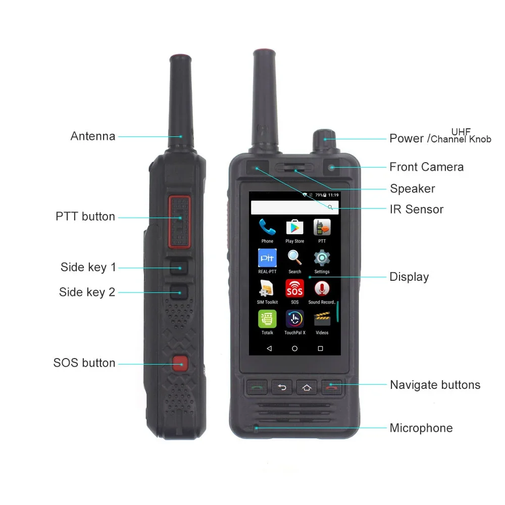 Anysecu W5 Network Radio & Uhf Radio Hybrid Mini 1000 Mile Walkie Talkies