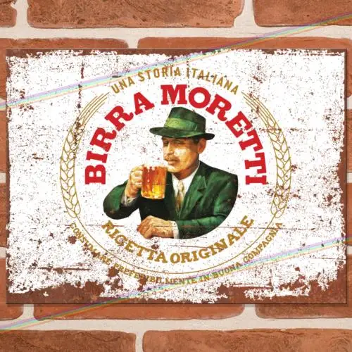 Placa de Metal BIRRA MORETTI para Mancave, Galpão, Garagem, Bar, Pub, Cerveja Lager, Placa Retrô de Alumínio