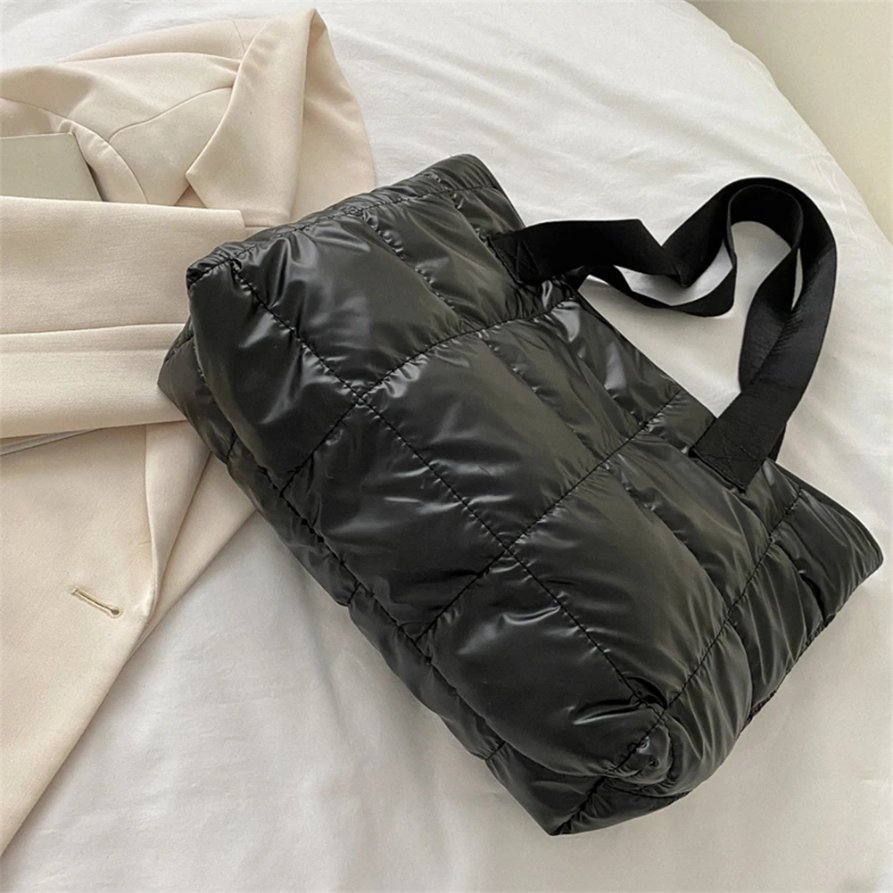 Tas Tote Wanita Modis Tas Tangan Wanita Berlapis Katun Kapasitas Besar Tas Belanja Belah Ketupat Berlapis Polos untuk Perjalanan Santai