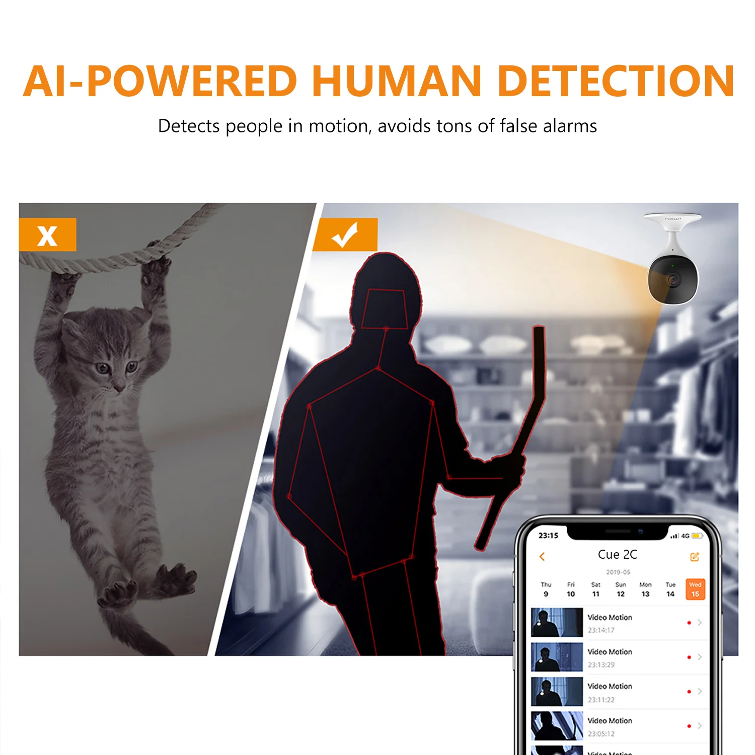 Imou cue 2c wi fi câmera monitor do bebê câmera de detecção humana compacto visão noturna inteligente câmera interior mini vigilância