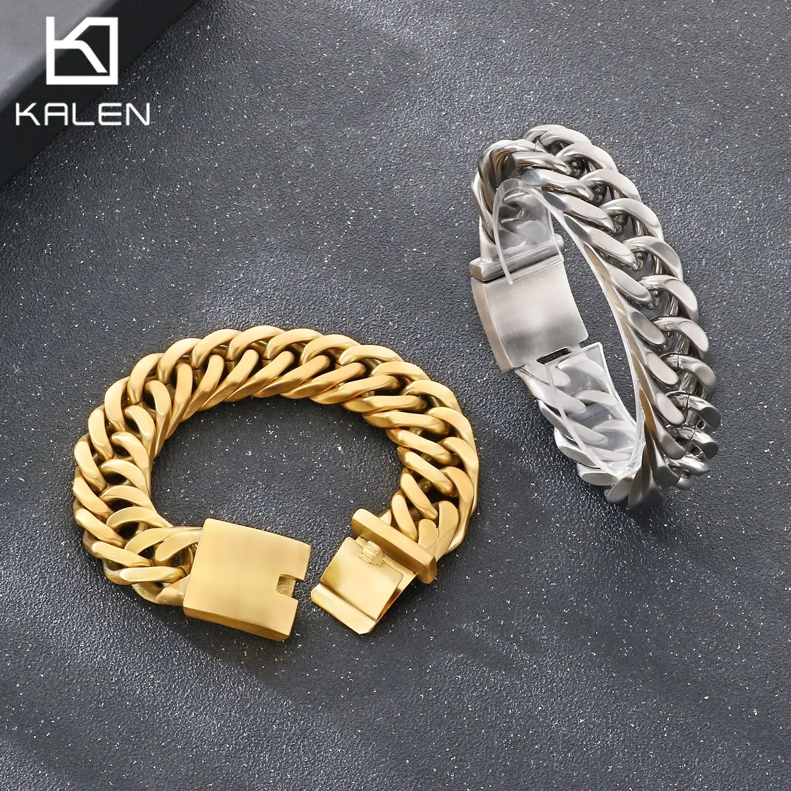 18mm Shiny Brushed NK Chain Men's Bracelet - Stainless Steel 316L - KB44583-D