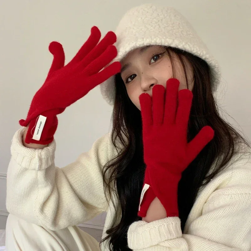 

Autumn/Winter Gloves Women Korean Knitted Warm Solid Color Student Touch Screen Gloves For Women