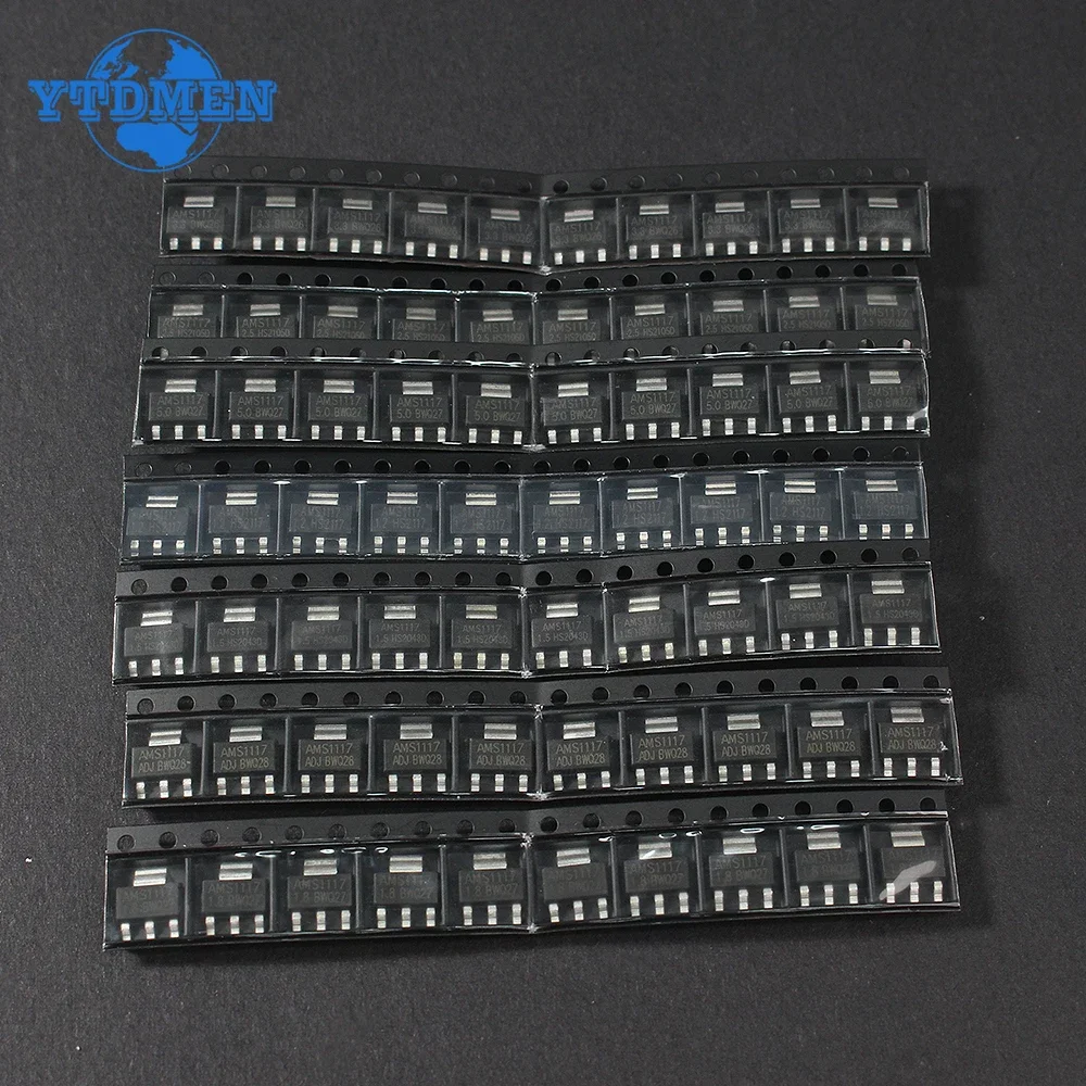 70PCS AMS1117 Voltage Regulator Kit SOT-223 AMS1117-3.3V AMS1117-ADJ AMS1117-5.0V AMS1117-2.5V AMS1117-1.8V AMS1117-1.5V 1.2V-5V