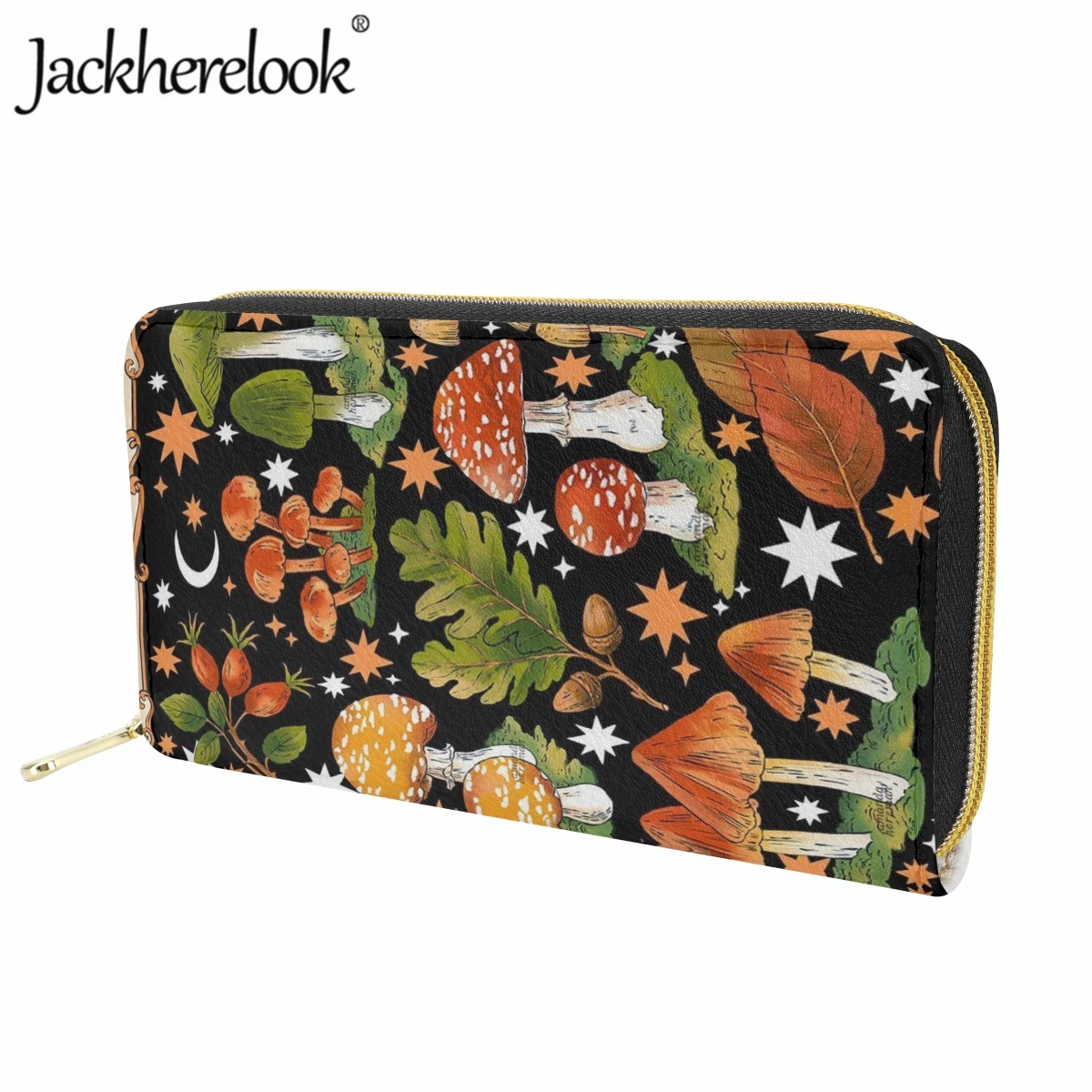 Jackherelook Casual Women's Wallet Long Leather Luxury Card Holder Purse Forest Mushroom Pattern Printed Money Bag Female Clutch