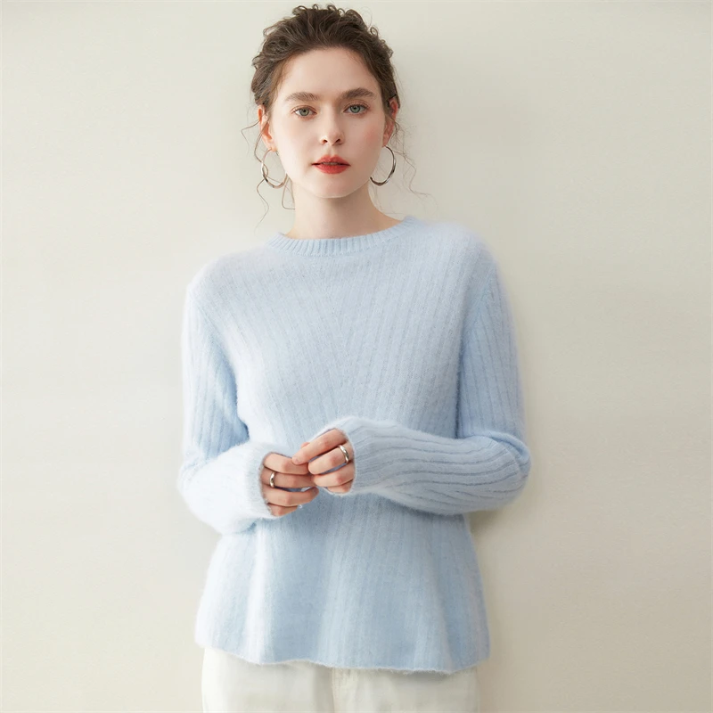 

Classy New Autumn Winter Woman Soft Thick Warm Pullover Sweater Elegant O-neck Women 100% Cashmere Sweater Knitted Top Clothes