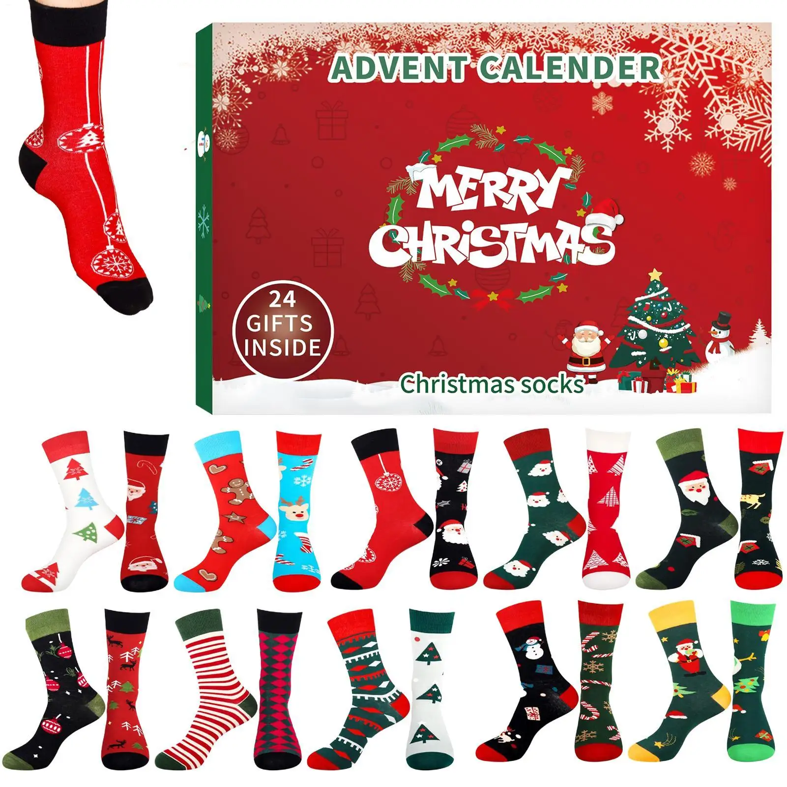 

24 Days Of Christmas Socks Advent Calendars Socks Funny Christmas Socks New Year Navidad Socks Gifts For Boys Girls Men Women