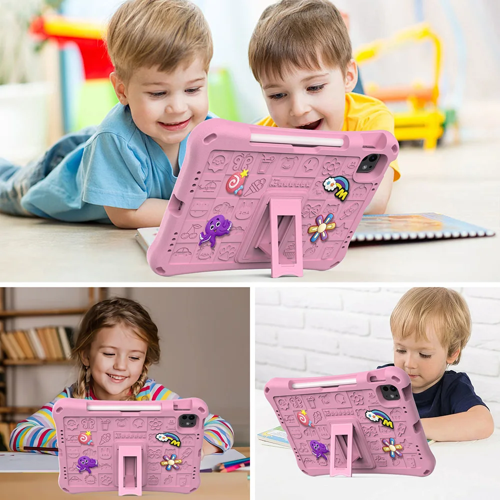 Kids EVA Case For iPad Air 11 Pro 11 11th10th 9th 8th 7th Air 5 4 10.9 inch Cute Cartoon Pattern Decoration Cover with Stand