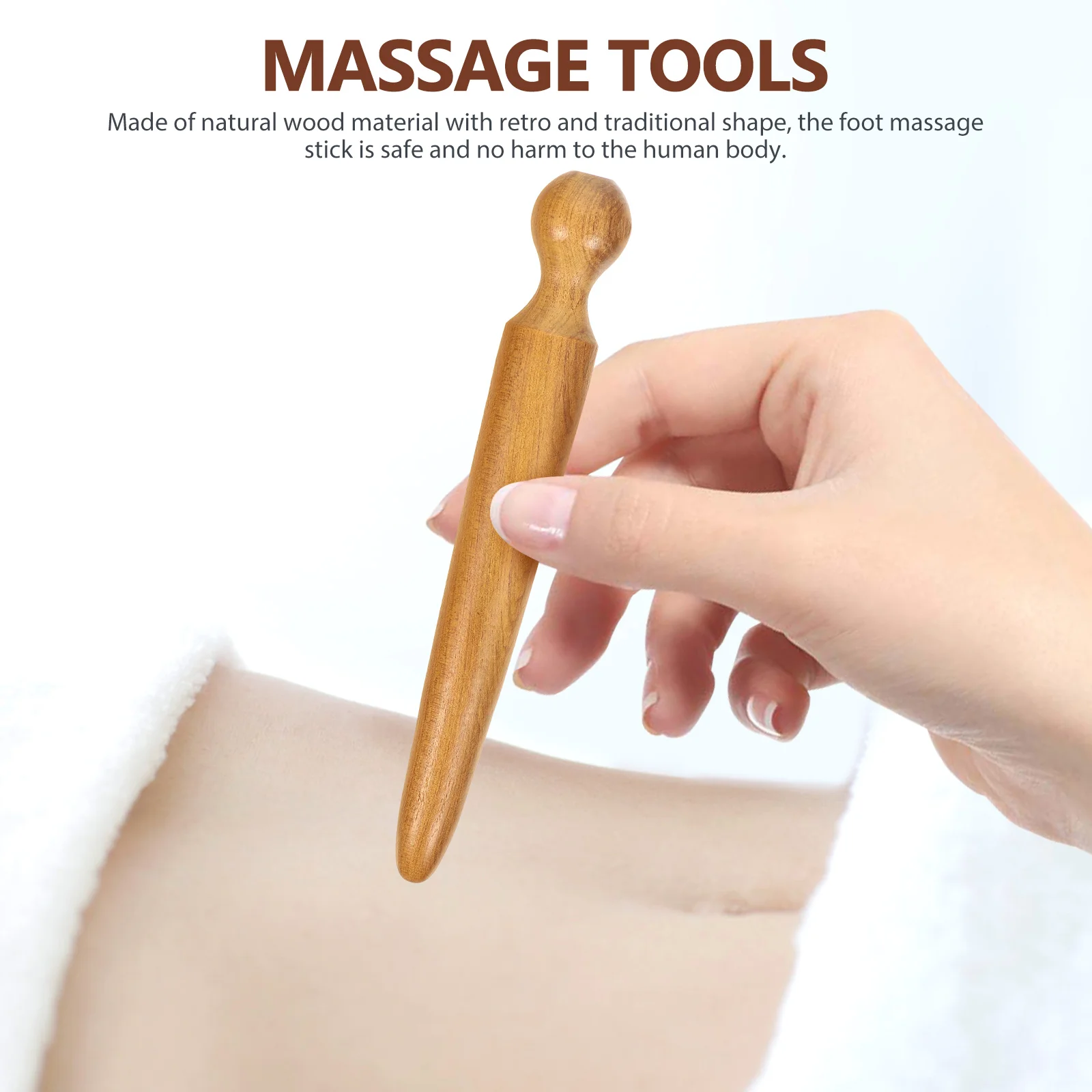 

2pcs Wooden Massage Tools Handheld Acupressure Stick Light Brown Body Foot Meridian Massager Pain Relief Relaxation Tool