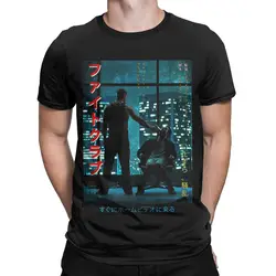 Hipster Fight Club Japanese Movie Poster T-Shirt for Men Round Neck Cotton T Shirt Short Sleeve Tee Shirt Graphic Printed Tops