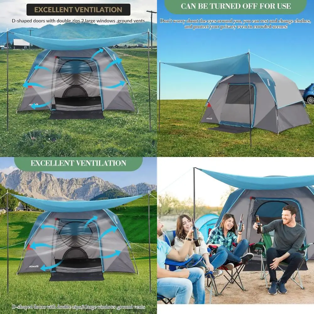 

Палатка для семейного кемпинга на 4-6 человек: водонепроницаемая, просторная, легкая, простая в установке для активного отдыха на природе