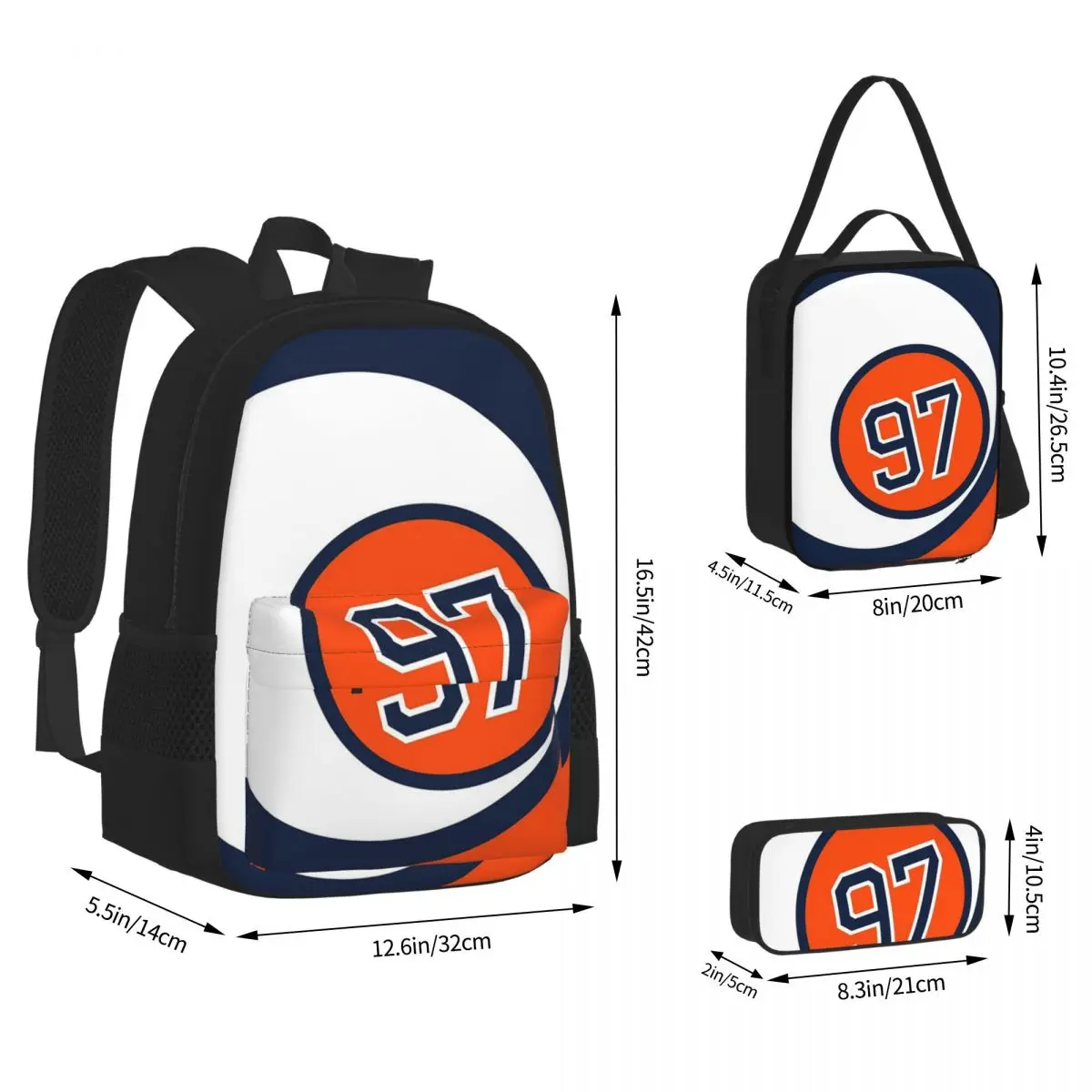 Connor McDavid For Edmonton Oilers Fans BackpacksChildren School Bags Kids Rucksack Lunch Bag Pen Bag Three-Piece Set