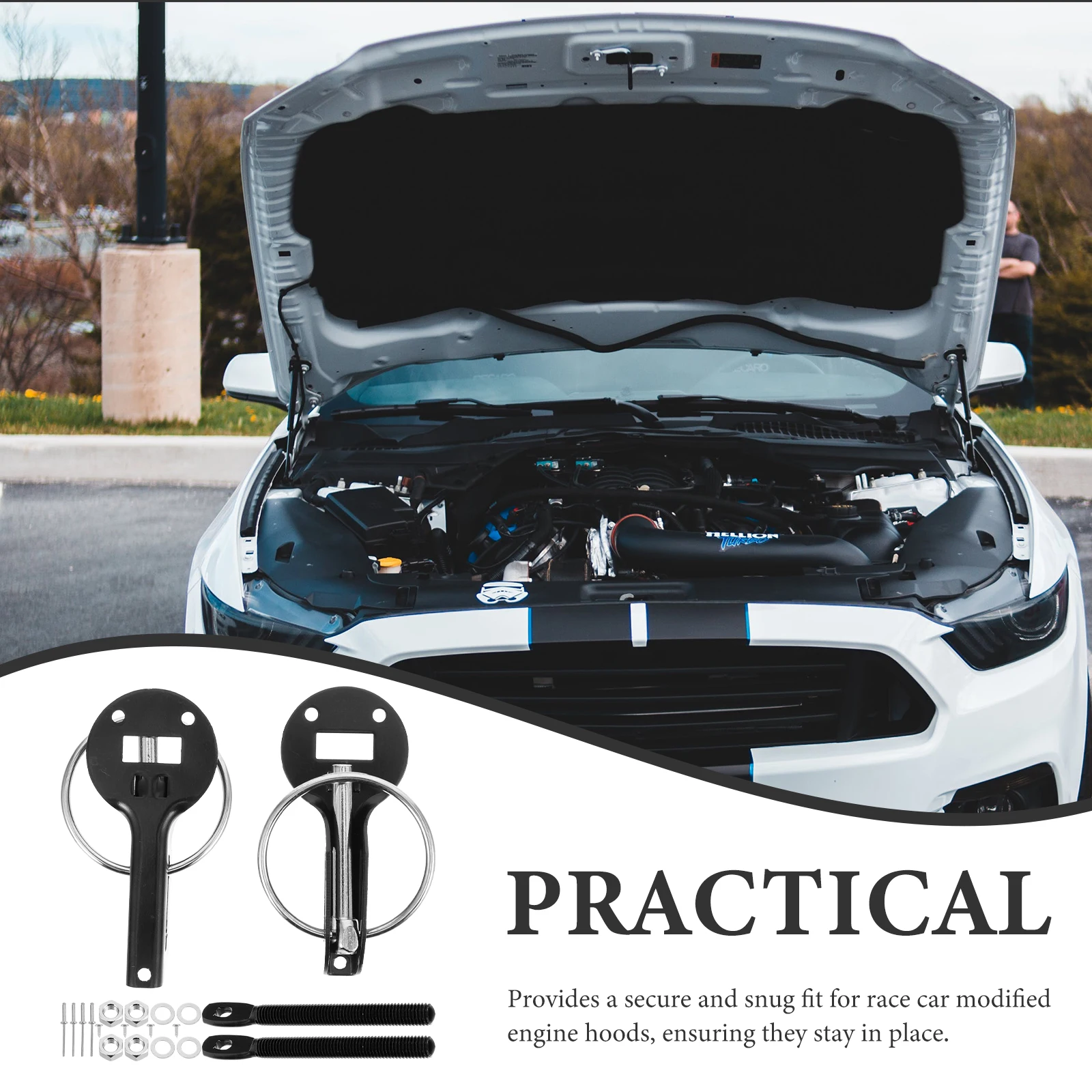 

1 set Hood Lock Accessories Quick Release Engine Pins Black Latch Universal Racing Car Hood Pin Set Secure Fit Durable Easy