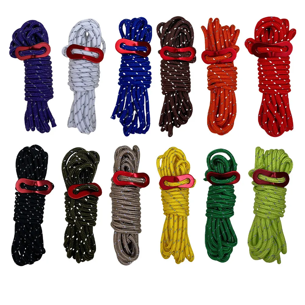 Cordes réfléchissantes pour tente extérieure, 1 pièce, corde réglable pour auvent, auvent renforcé, corde coupe-vent avec boucles, accessoire de Camping