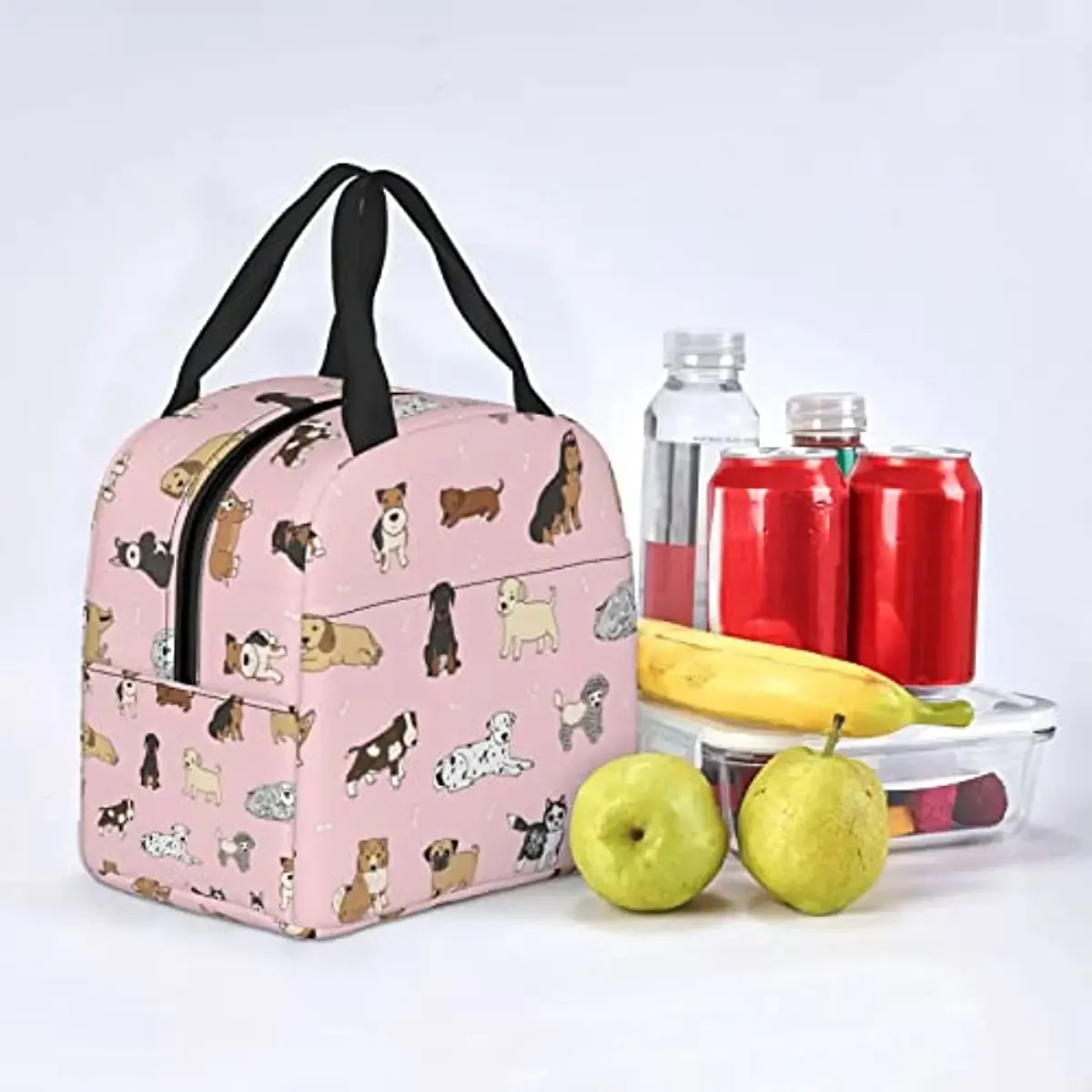 Sac à déjeuner isolé chiens mignons animaux de dessin animé boîte à déjeuner sac fourre-tout à déjeuner réutilisable pour le travail scolaire collège voyage en plein air pique-nique