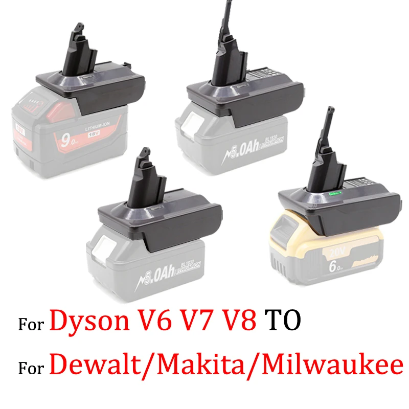 Battery Adapter For Dyson V6 V7 V8 To For Makita/Dewalt/Milwaukee 18V Li-ion Battery DC59 DC58 DC62 SV09 SV05 SV10 V8 Absolute