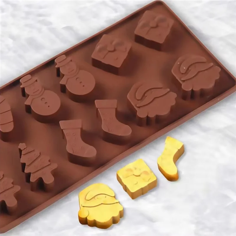 SOFT-Christmas Decorations Christmas Tree Holiday Chocolate DIY Fondant Baking Cooking Cake Decorating Tools Silicone Molds
