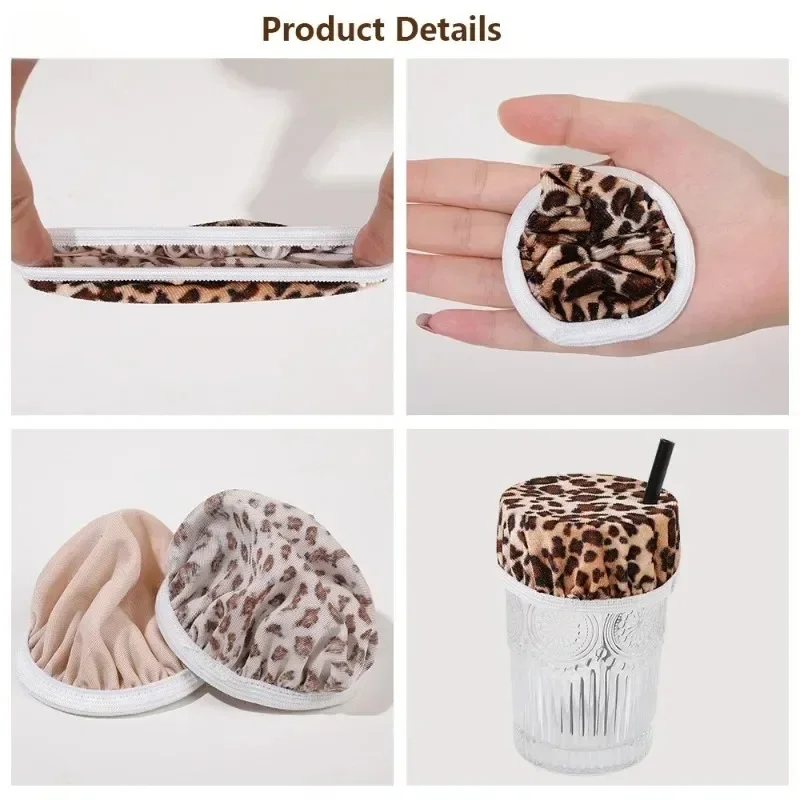 Universal Drink Cover Scrunchie Drink Protector for Women with Straw Hole Washable Elastic Cup Cover Lid Bottle Supply