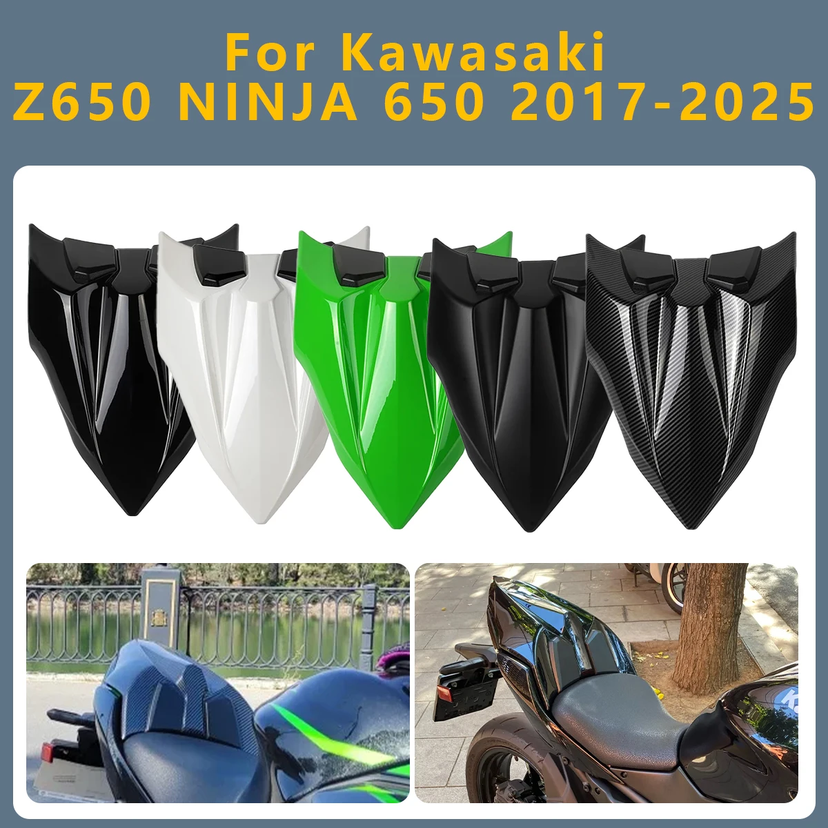 

Motorcycle Shock Absorption Rear Passenger Pillion Seat Cover Fairing Cowl For Kawasaki Z650 NINJA 650 2025 2017-2024 Z-650