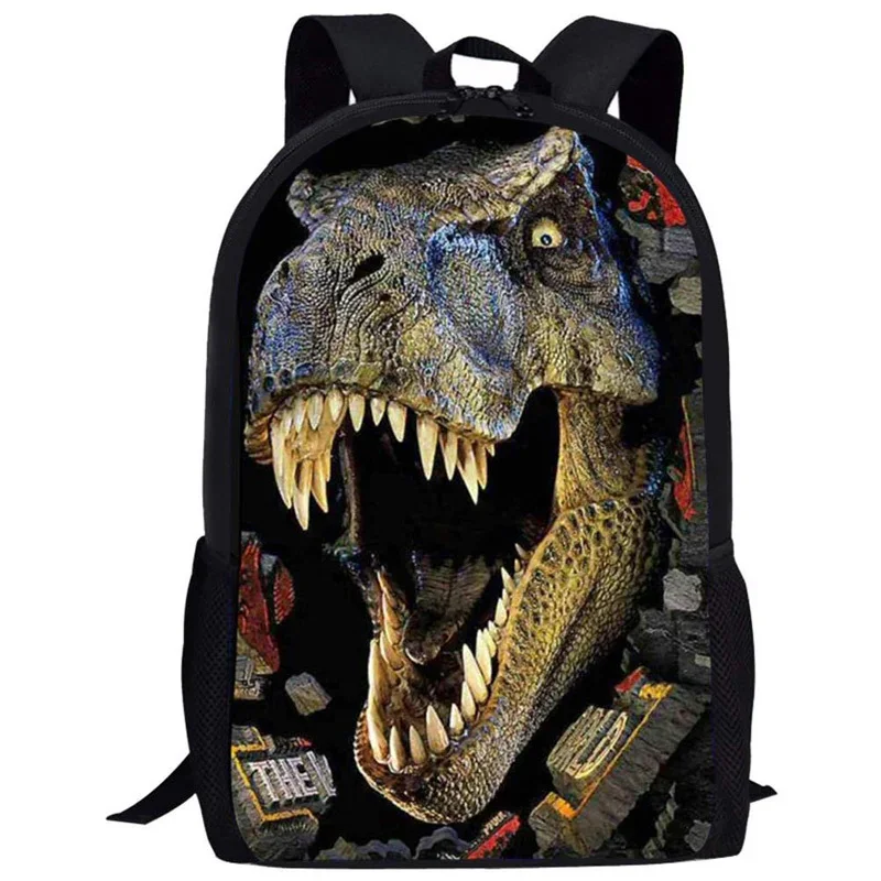 Dinosaur 3D Print School Bag para meninos e meninas, mochila, bolsa, laptop, aluno, criativo, moda