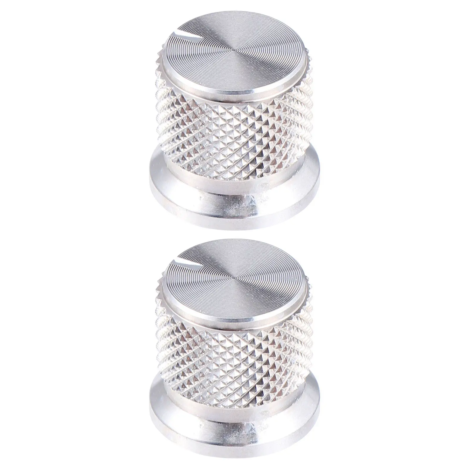 2 Pieces Metal Knurled Rotary Control Knob Electric Guitar Volume Tone Control Anti-Slip Flat-Top Replacement Knobs for Bass