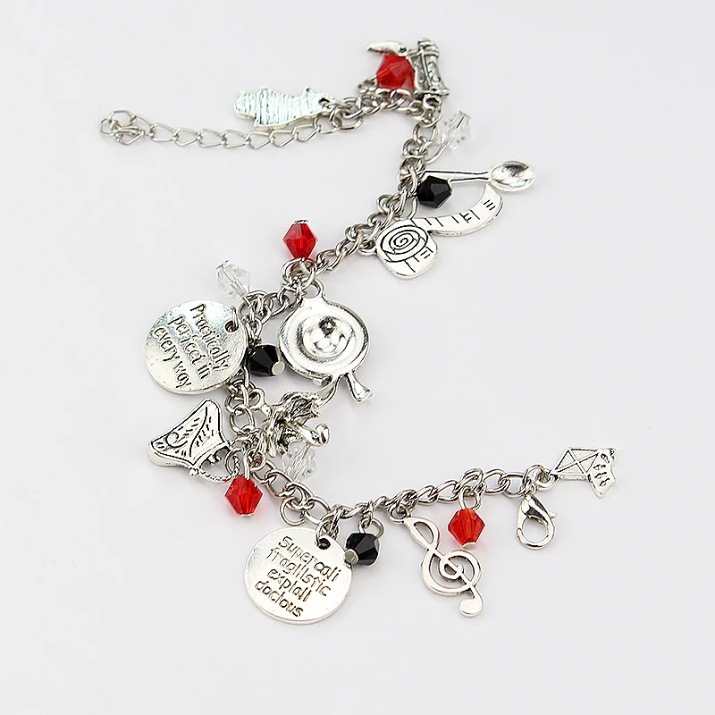 Women Fashion Mary Poppins Vintage Charms Bracelet Bangles Gemstone Crystal Beads Chain Links Bracelets Christmas Jewelry