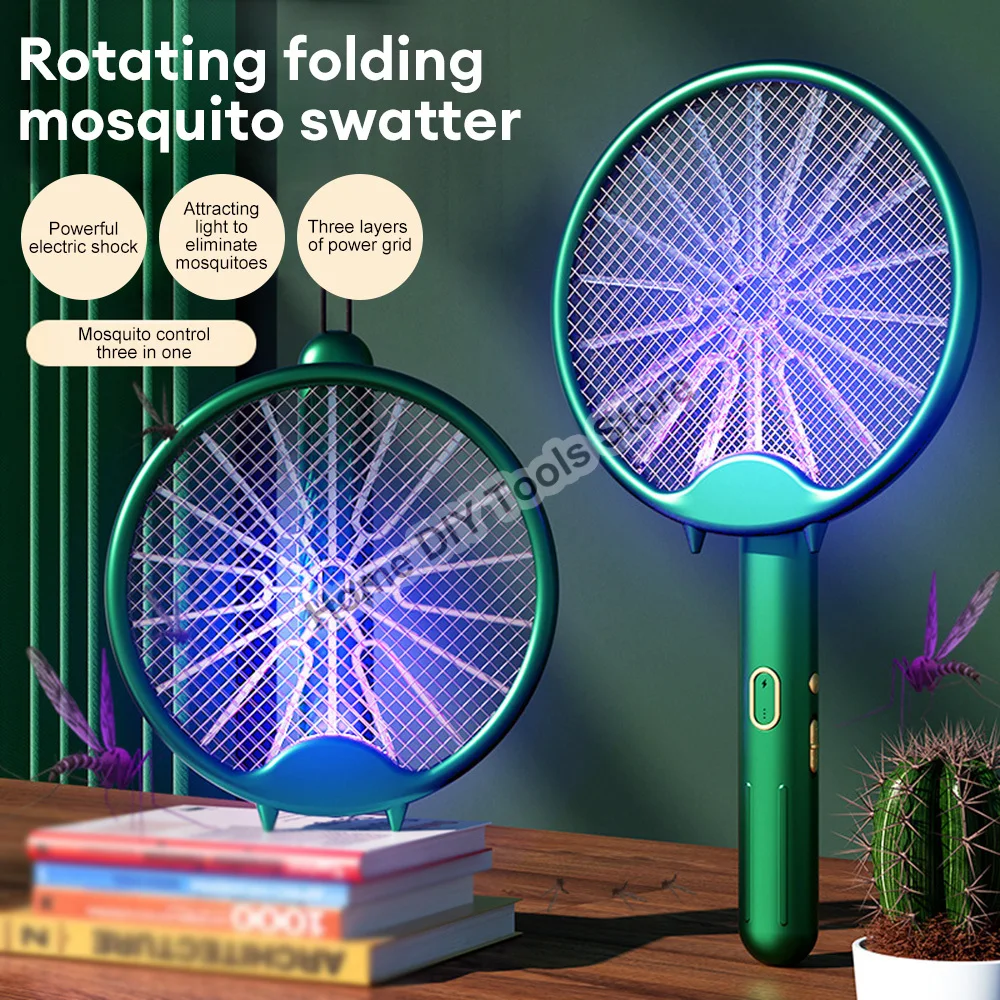 

3000V 3-in-1 Foldable Electric Mosquito Killer USB Rechargeable Mosquito Racket Insect Killer with UV Light Bug Zapper